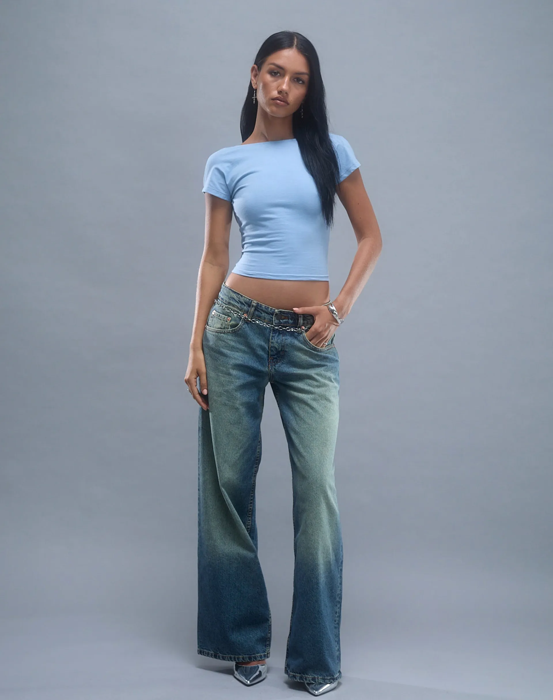 Motel Rocks Basics | Basic Tops-Xiwang Crop Top in Nantucket Blue NantucketBlue