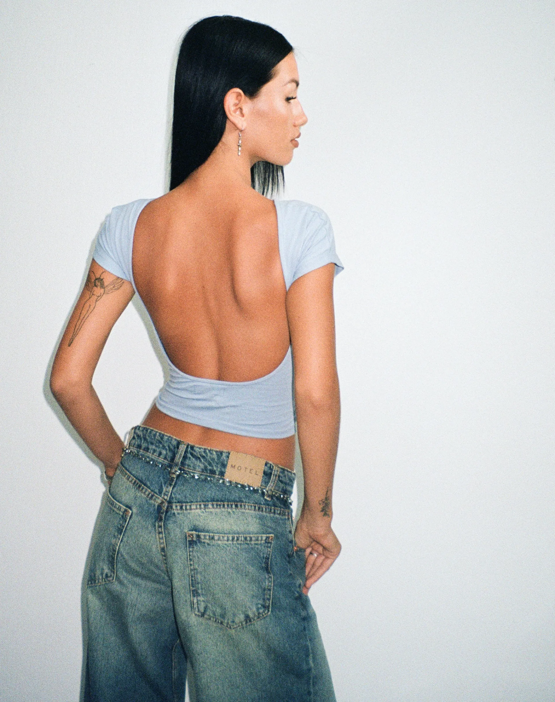 Motel Rocks Basics | Basic Tops-Xiwang Crop Top in Nantucket Blue NantucketBlue