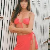 Motel Rocks Swimwear | Mini Skirts-Yargo Mesh Sarong in Scarlet Red