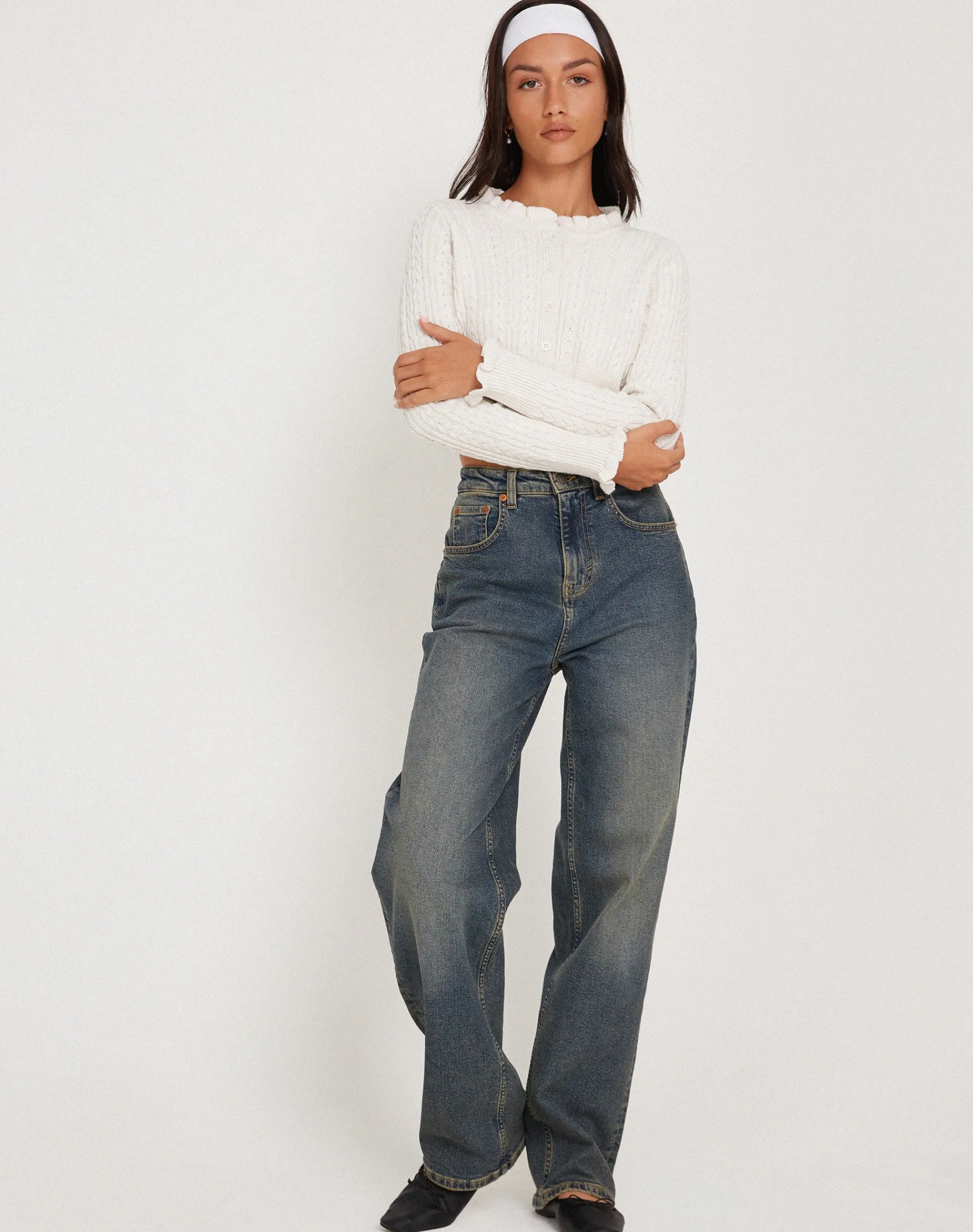 Motel Rocks Basics-Yasona Button Up Cardigan in Ivory