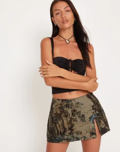Motel Rocks Printed Skirts-Yatri Mini Skirt in Brown Forest Tapestry brownforesttapestry