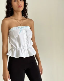 Motel Rocks Bandeau Tops | Going Out Tops-Zar Ribbon Tube Top in White