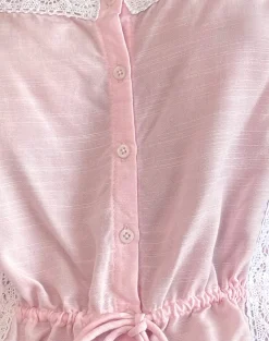 Motel Rocks Strappy Tops-Zaria Tie Front Top in Light Pink with White Trim LightPinkwithWhiteTrim