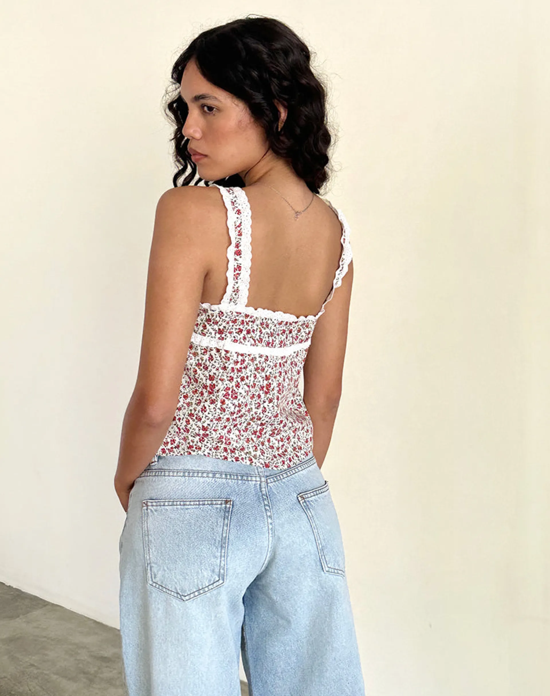 Motel Rocks Vest Tops | Printed Tops-Zarinata Cami Top in Pretty Ditsy PrettyDitsy