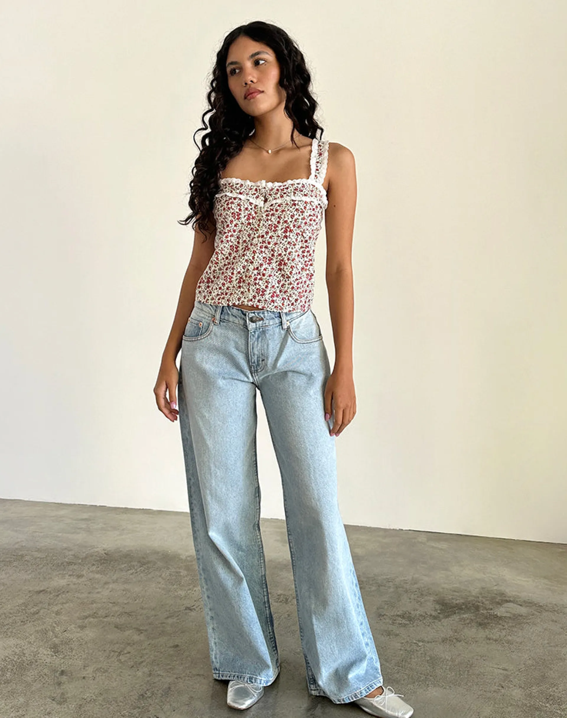 Motel Rocks Vest Tops | Printed Tops-Zarinata Cami Top in Pretty Ditsy PrettyDitsy