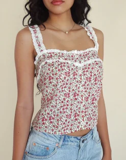 Motel Rocks Vest Tops | Printed Tops-Zarinata Cami Top in Pretty Ditsy PrettyDitsy