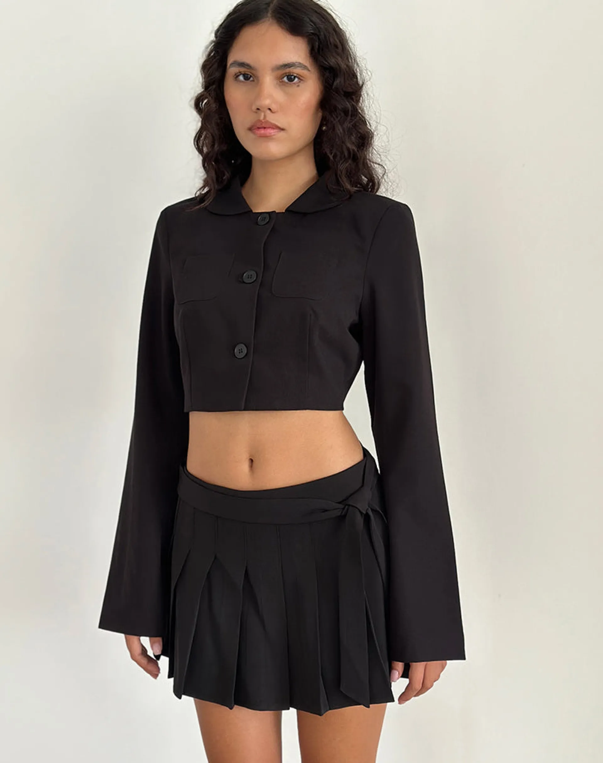 Motel Rocks Co-Ords | Jackets-Zaviya Cropped Jacket in Black