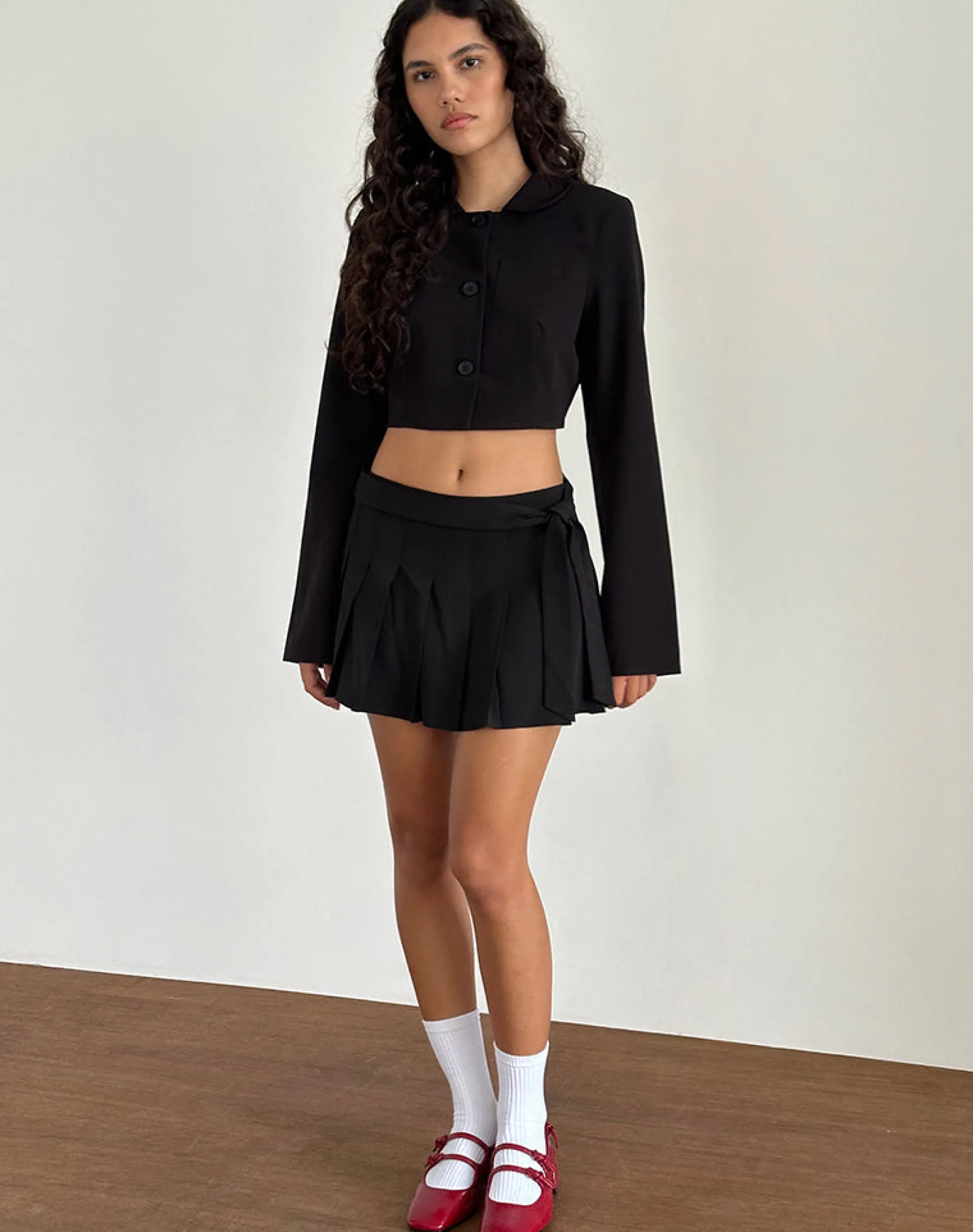 Motel Rocks Co-Ords | Jackets-Zaviya Cropped Jacket in Black