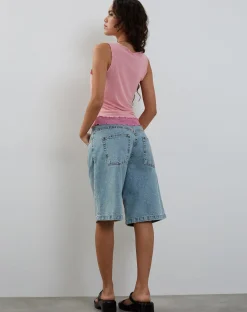 Motel Rocks Basic Tops | Vest Tops-Zeta Vest Top in with Dark Lining pink