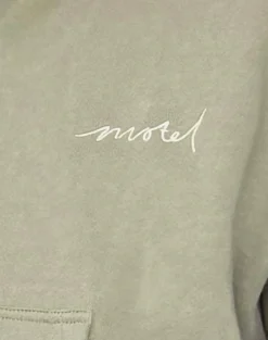 Motel Rocks Hoodies & Sweatshirts | Co-Ords-Zip Up Jumper in London Fog with 'MOTEL' Ivory Embroidery LondonFogwith'MOTEL'IvoryEmbroidery