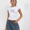 Motel Rocks Printed Tops | Tees-Zyzy Baby Tee in White with Sweet Enough Graphic WhitewithSweetEnoughGraphic